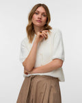 VERA MODA Strikket Cardigan Kara 2/4 O-neck Button Cardigan - Snow White