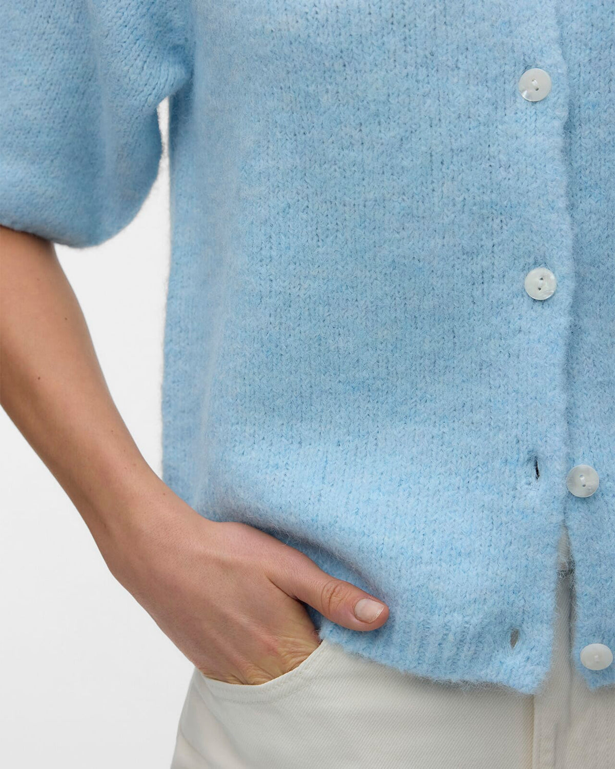 VERA MODA Strikket Cardigan Kara 2/4 O-neck Button Cardigan - Nantucket Breeze/ Melange