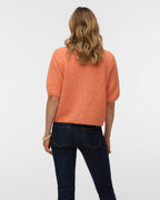 VERA MODA Strikket Cardigan Kara 2/4 O-neck Button Cardigan - Cantaloupe/ Melange