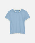 VERO MODA T-skjorte Kendall SS O-neck - Cashmere Blue/ Snow White