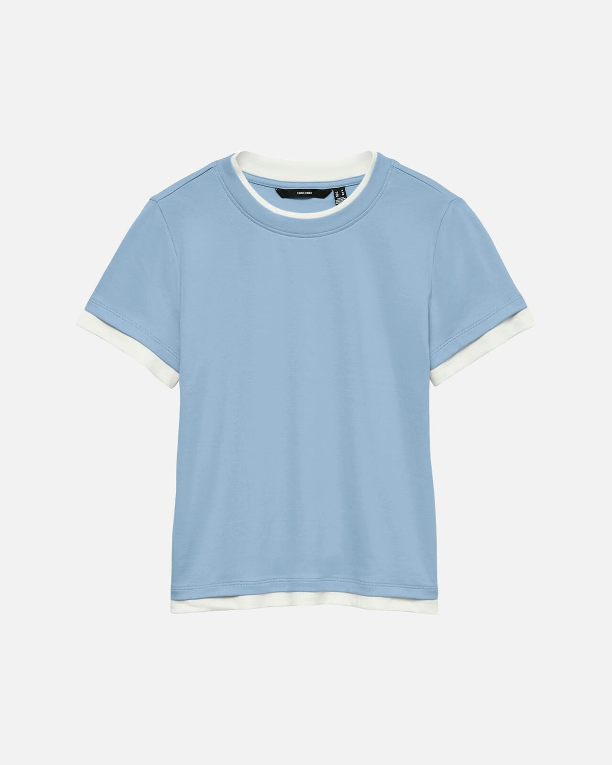 VERO MODA T-skjorte Kendall SS O-neck - Cashmere Blue/ Snow White