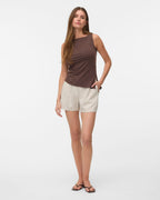 VERO MODA Topp Kira SL Boat Neck - Chocolate Martini