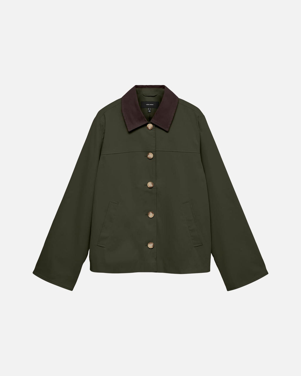 VERO MODA Jakke Chelseapoppy Short Jacket - Forest Night/ Chocolate Torte Collar