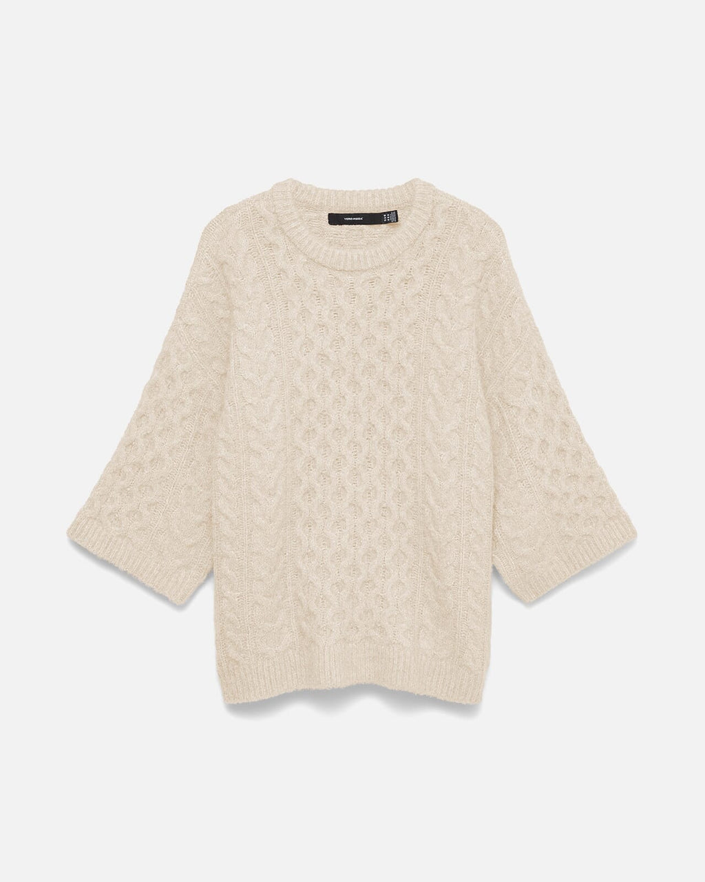 VEOR MODA Strikkegenser Paula 3/4 O-neck Pullover - Birch Melange