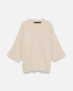 VEOR MODA Strikkegenser Paula 3/4 O-neck Pullover - Birch Melange