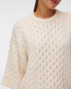 VEOR MODA Strikkegenser Paula 3/4 O-neck Pullover - Birch Melange