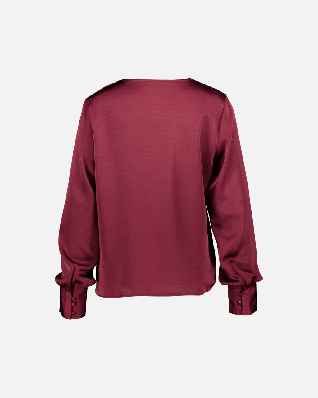VERO MODA Satengtopp Miro LS V-neck Top - Windsor Wine
