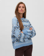 VERO MODA Strikkegenser Elin LS O-neck Pullover - Allure/ Navy Blazer/ Silver Gray/ Birch
