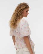 VERO MODA Topp Taliha 2/4 O-neck Smock - Birch/ Tulle