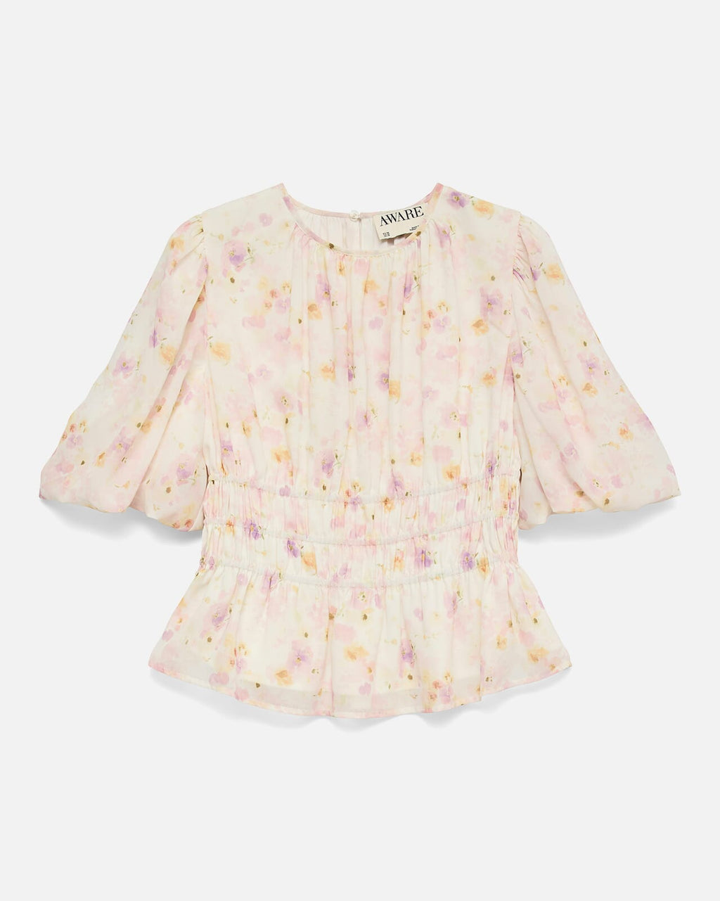 VERO MODA Topp Taliha 2/4 O-neck Smock - Birch/ Tulle
