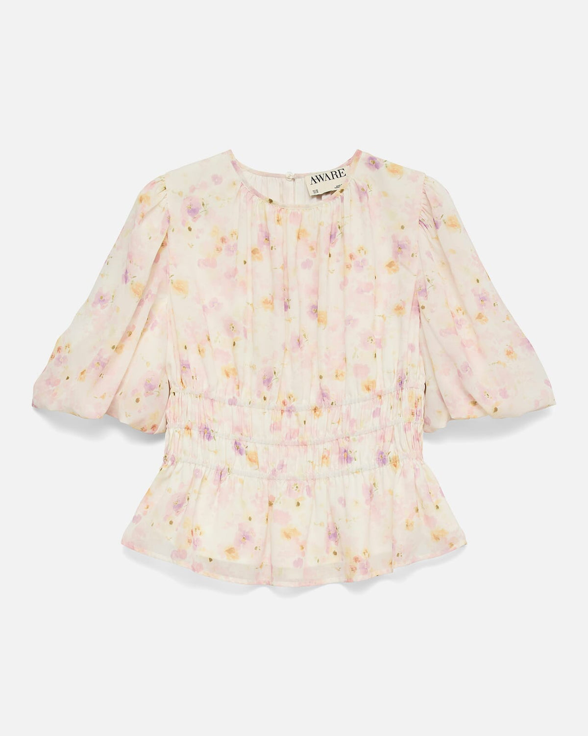 VERO MODA Topp Taliha 2/4 O-neck Smock - Birch/ Tulle