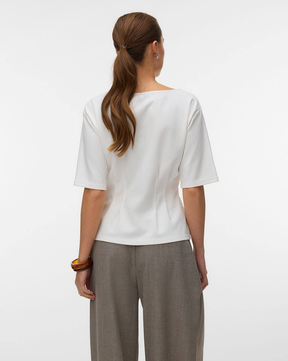VERO MODA Topp Bjork SS Boatneck - Snow White