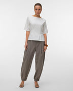 VERO MODA Topp Bjork SS Boatneck - Snow White
