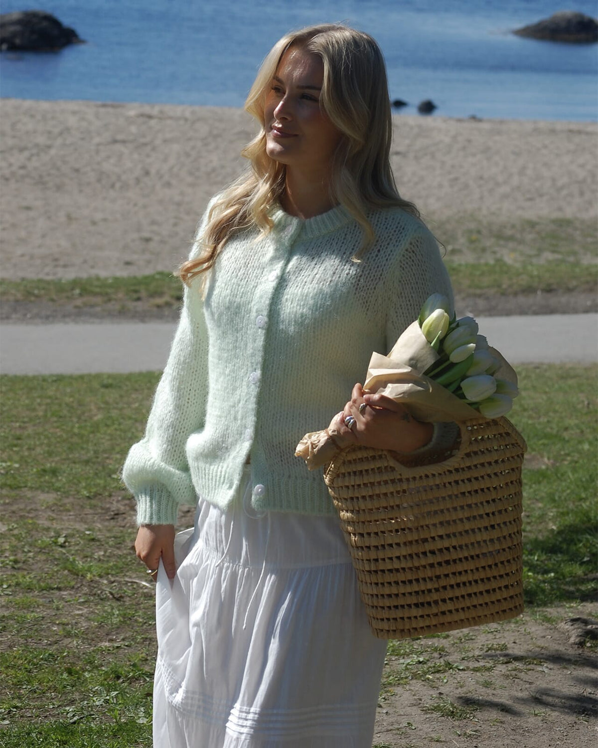 VERO MODA Strikket Cardigan Wilo LS O-neck - Seacrest