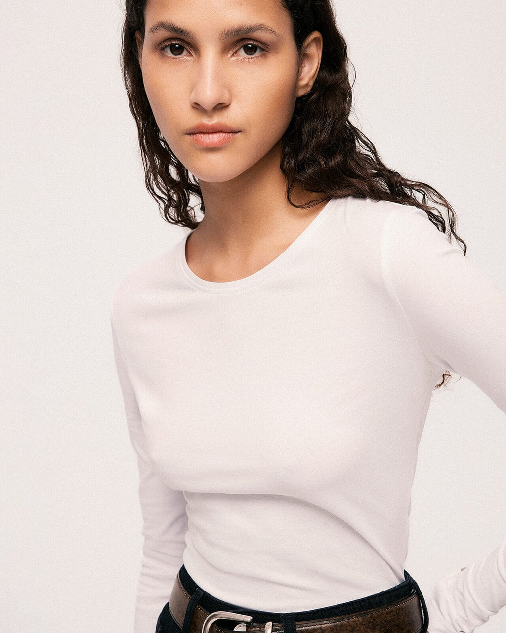 VILA Topp Nora L/S O-neck- Bright White