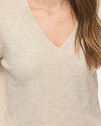 VILA Strikkegenser Liga L/S Rev V-neck Knit - Birch Melange