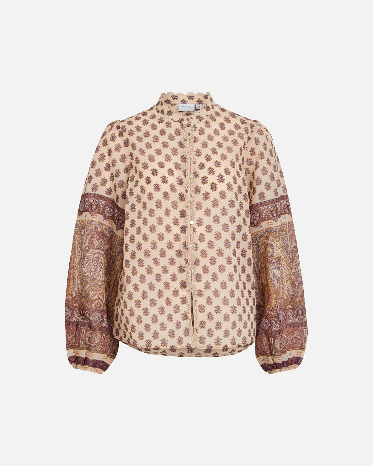 VILA Skjorte Lyrida L/S - Birch MULTI COLOR