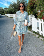 VILA Skjortekjole Praya Printed Short - Cloud/ /Ice/ Nantucket/ Blue