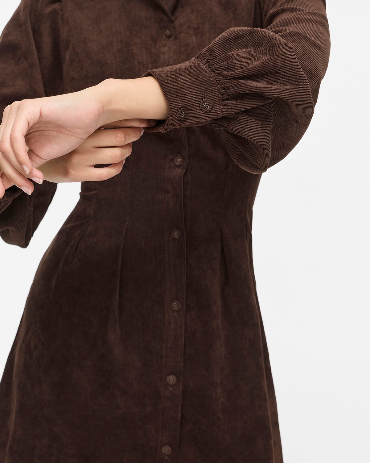 VILA Skjortekjole Cordu L/S Shirt - Coffee Bean