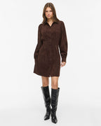 VILA Skjortekjole Cordu L/S Shirt - Coffee Bean