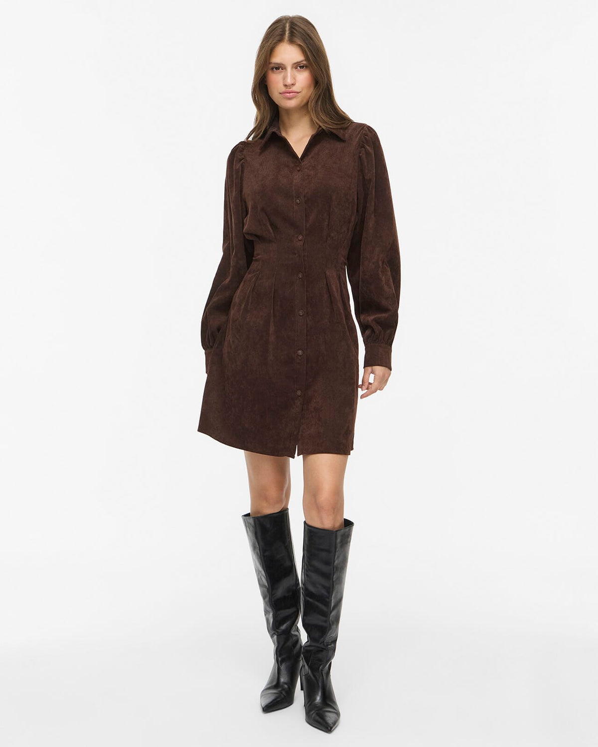 VILA Skjortekjole Cordu L/S Shirt - Coffee Bean