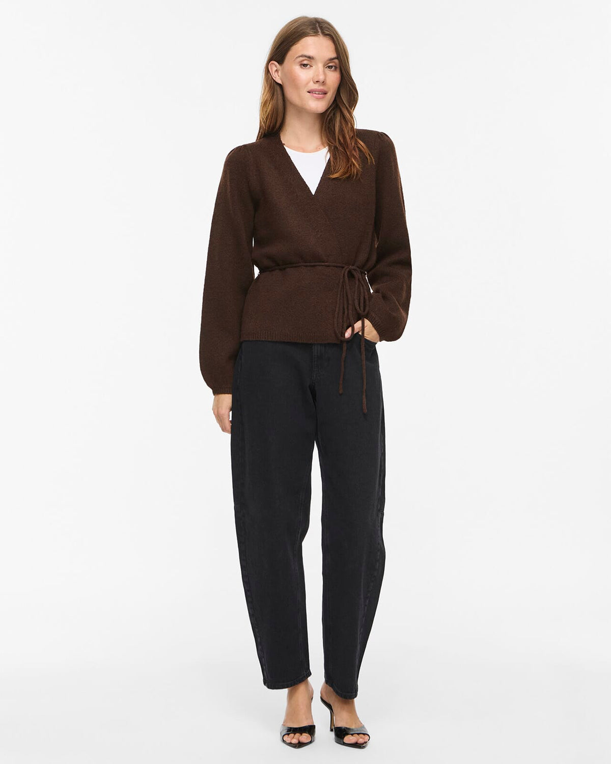 VILA Strikket Cardigan Kehla L/S Belt - Coffee Bean