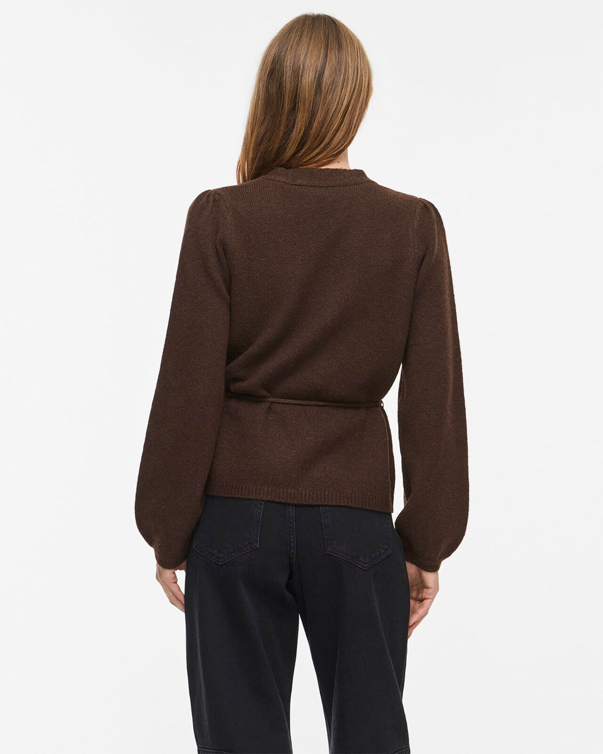 VILA Strikket Cardigan Kehla L/S Belt - Coffee Bean
