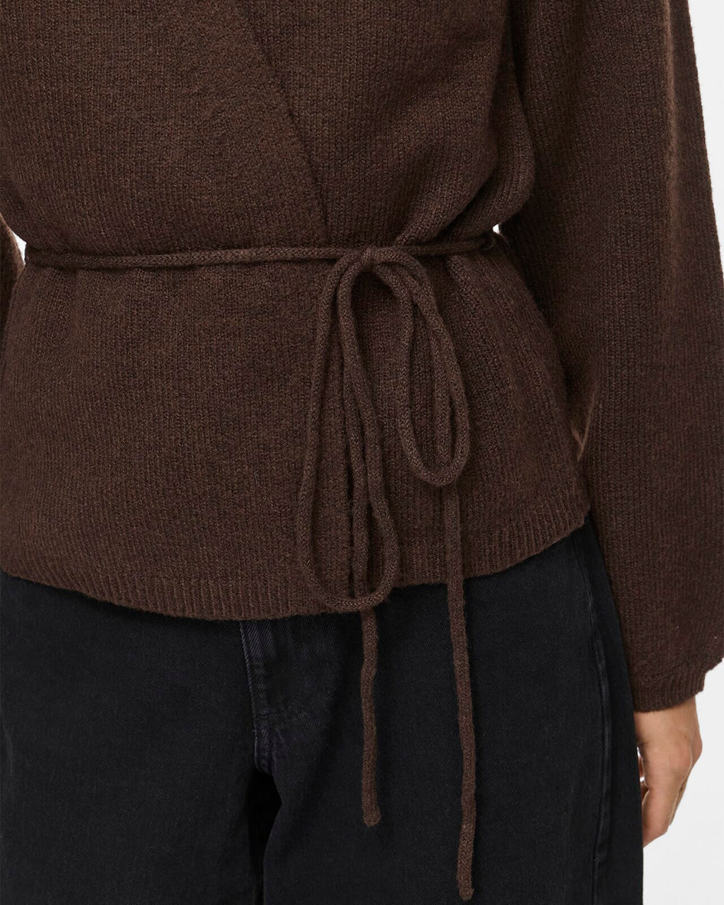 VILA Strikket Cardigan Kehla L/S Belt - Coffee Bean