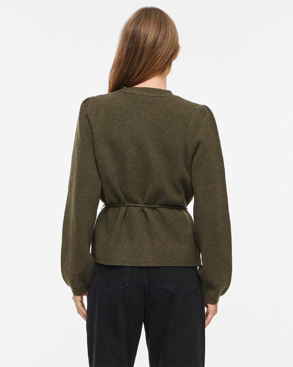 VILA Strikket Cardigan Kehla L/S Belt - Forest Night
