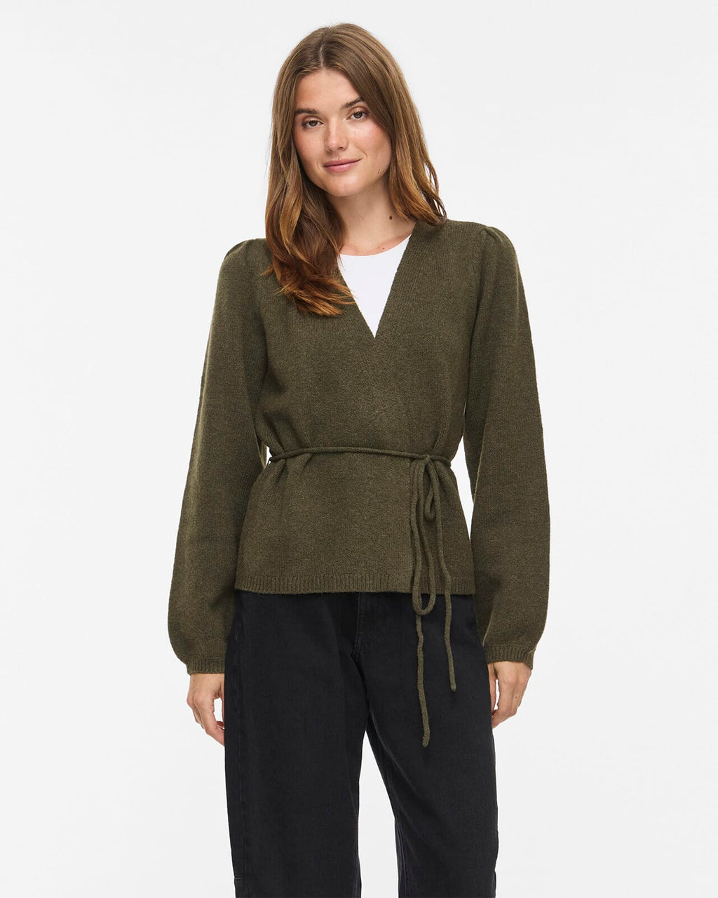 VILA Strikket Cardigan Kehla L/S Belt - Forest Night