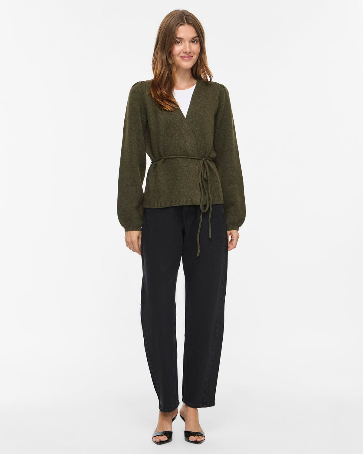 VILA Strikket Cardigan Kehla L/S Belt - Forest Night