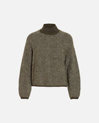 VILA Strikkegenser Lory High Neck L/S - Forest Night/ Eggnog Melange