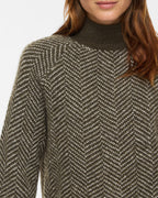 VILA Strikkegenser Lory High Neck L/S - Forest Night/ Eggnog Melange