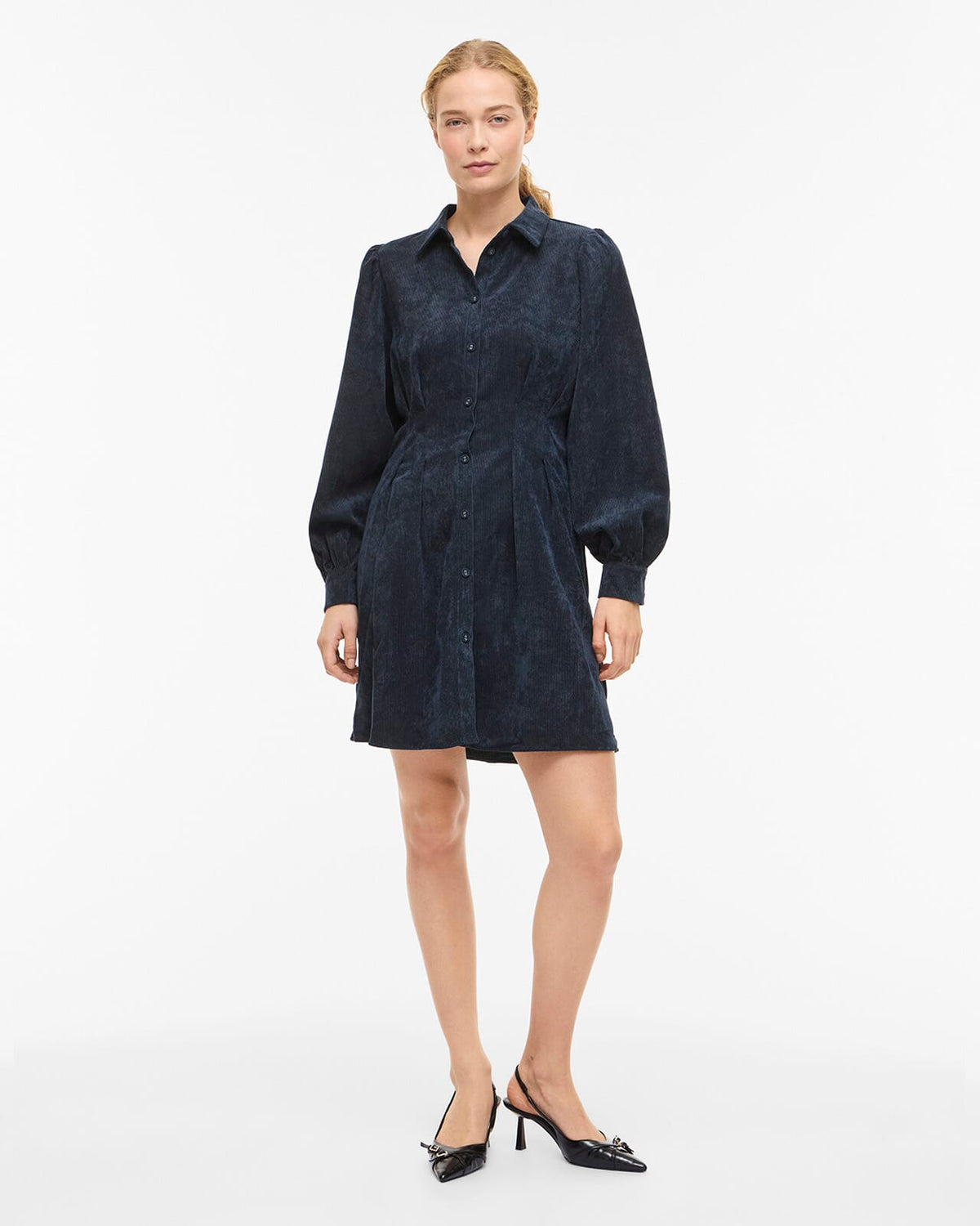 VILA Skjortekjole Cordu L/S Shirt - Navy Blazer