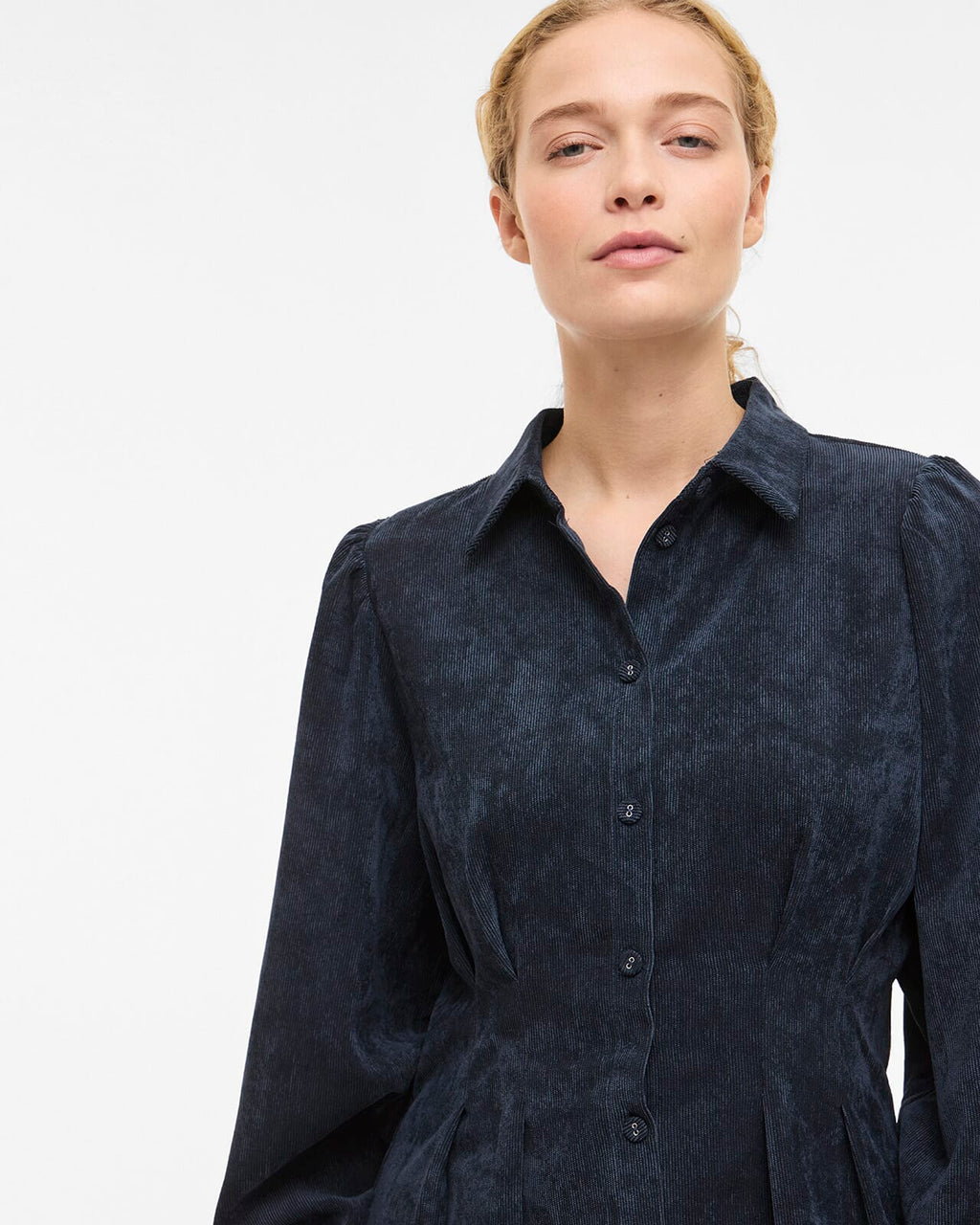 VILA Skjortekjole Cordu L/S Shirt - Navy Blazer