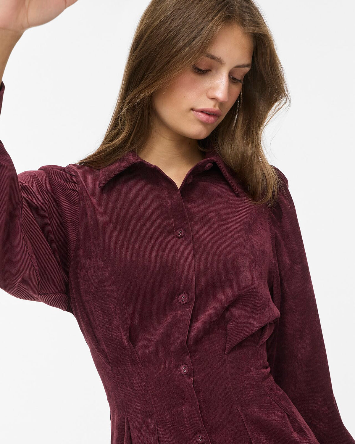 VILA Skjortekjole Cordu L/S Shirt - Port Royale
