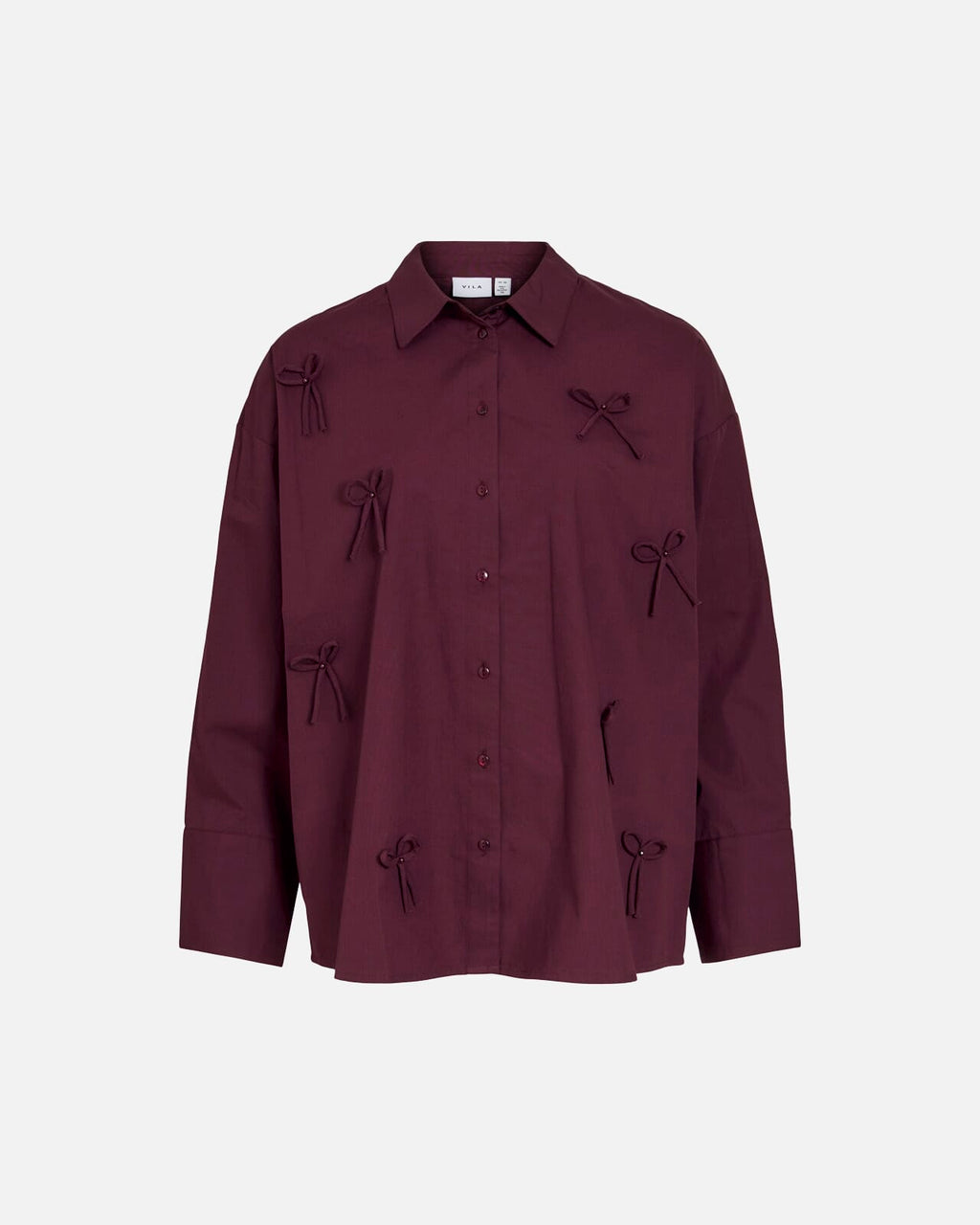 VILA Skjorte Isolda Oversize Shirt Bow - Port Royale