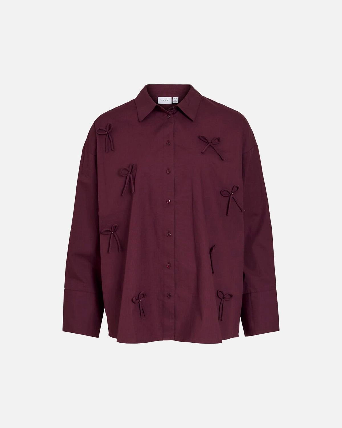 VILA Skjorte Isolda Oversize Shirt Bow - Port Royale