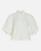 VILA Skjorte Realu 3/4 Collar Shirt - Snow White