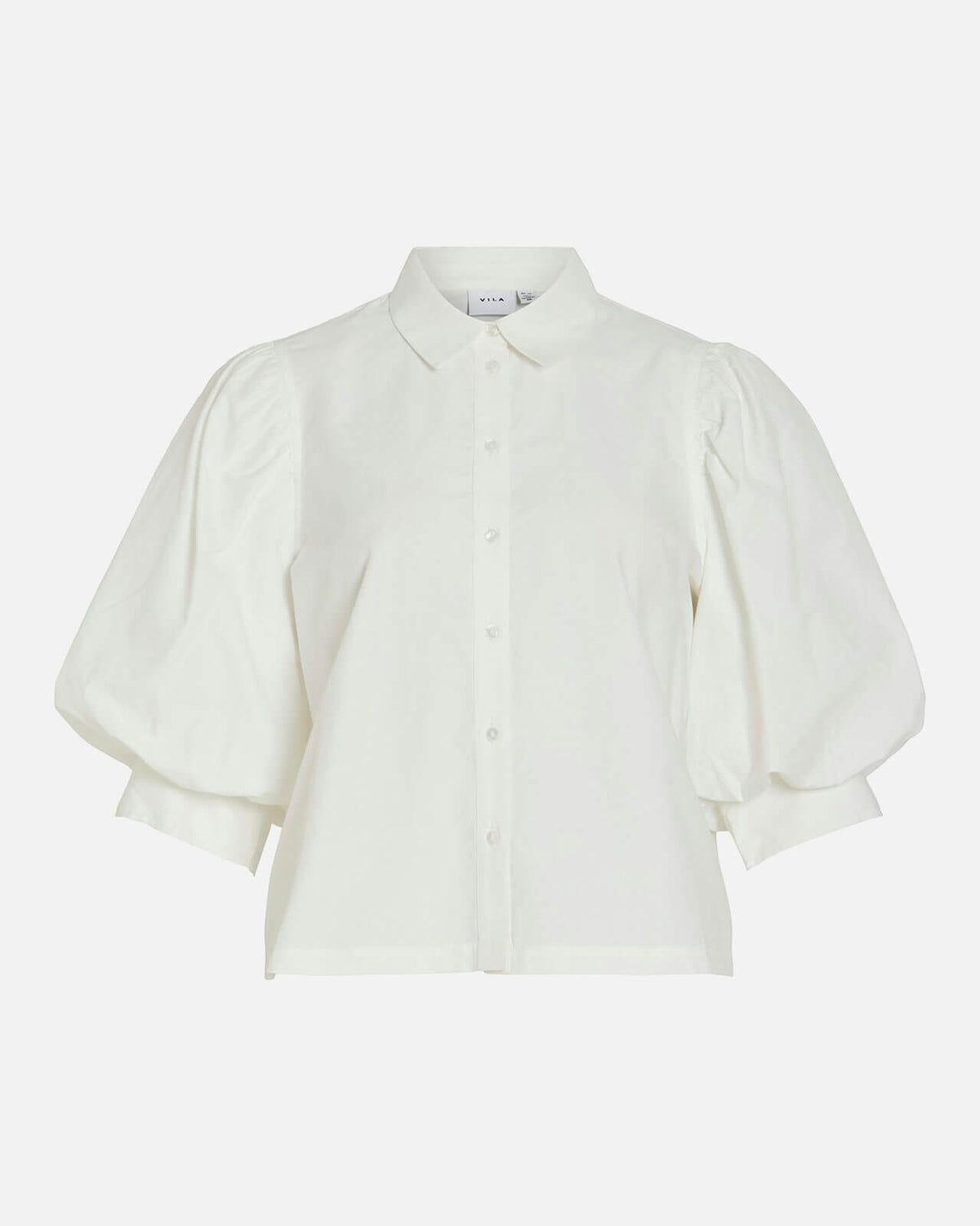 VILA Skjorte Realu 3/4 Collar Shirt - Snow White