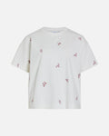 VILA T-skjorte Monie Flower Emb S/S O-neck - Snow White Emb/ Nostalgia Rose Flowers