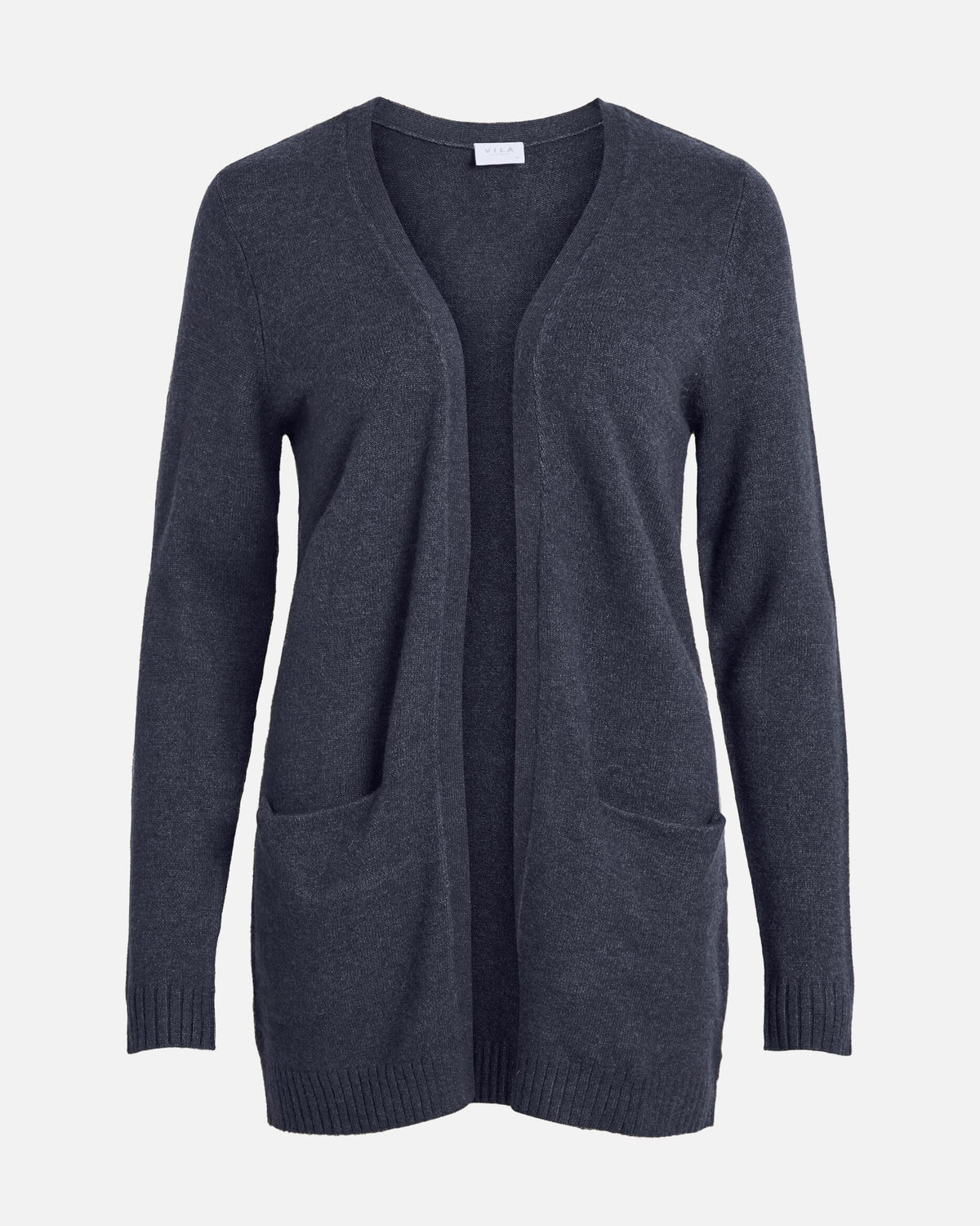 VILA Cardigan Ril Open L/S - Total Eclipse/ Melange