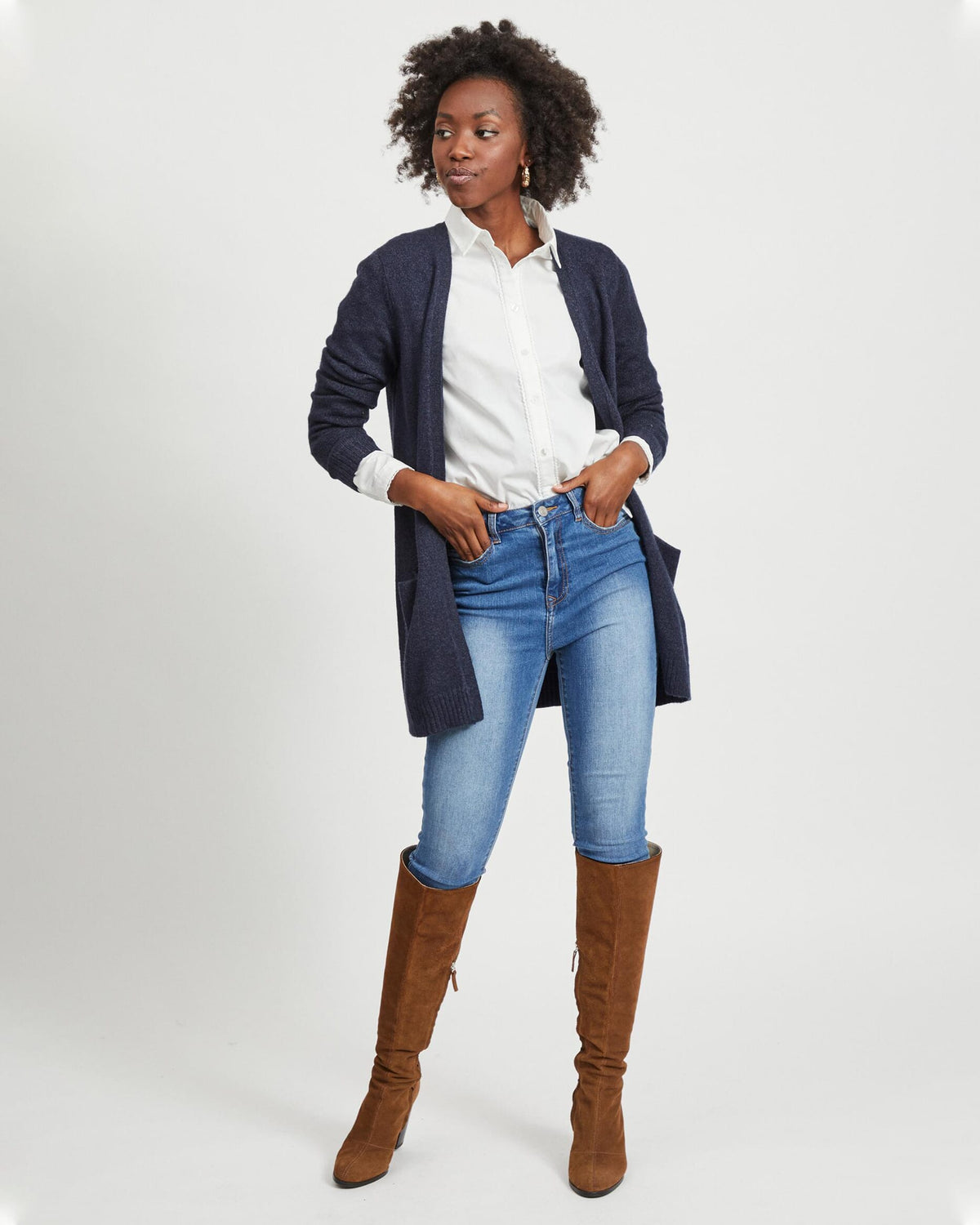 VILA Cardigan Ril Open L/S - Total Eclipse/ Melange