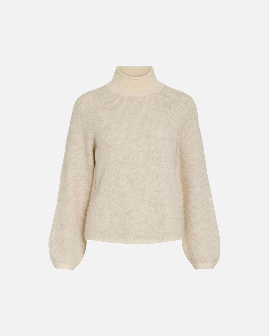 VILA Strikkegenser Lory Ullmiks - Eggnog/ Natural Melange