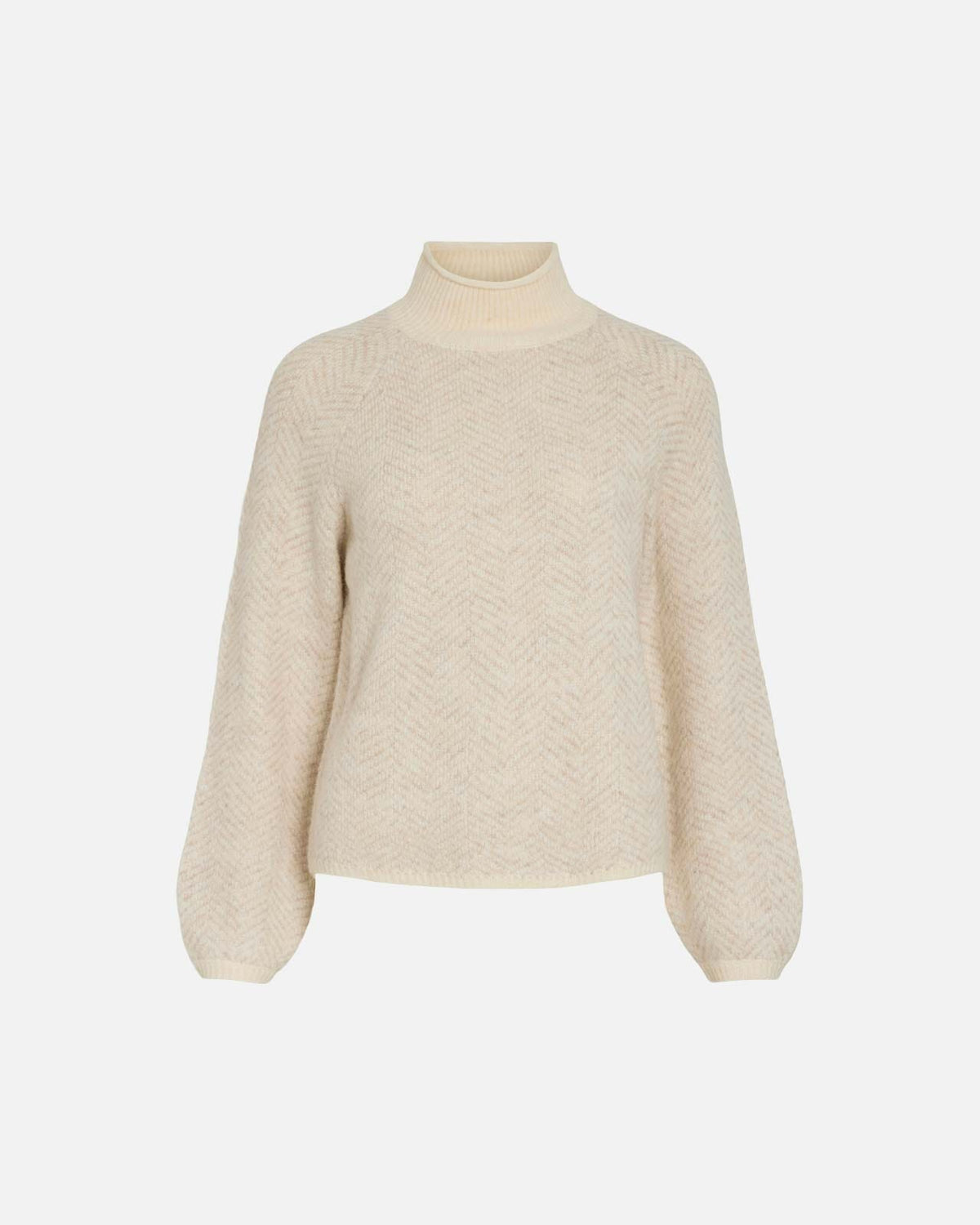 VILA Strikkegenser Lory Ullmiks - Eggnog/ Natural Melange
