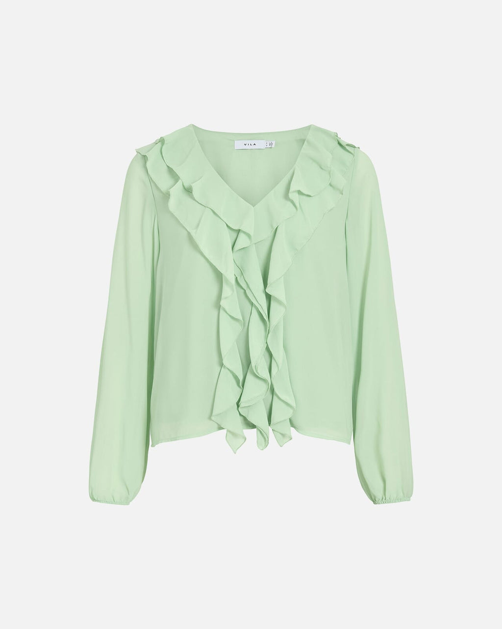 VILA Topp Ane Frill - Smoke Green