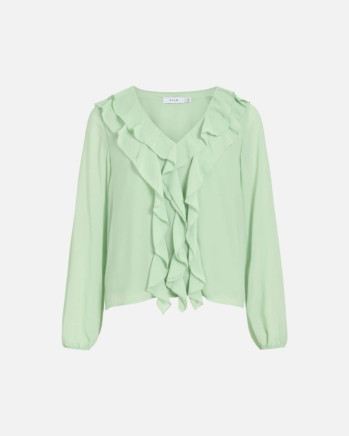 VILA Topp Ane Frill - Smoke Green