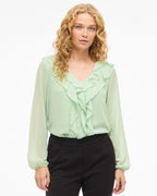 VILA Topp Ane Frill - Smoke Green