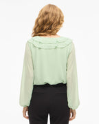 VILA Topp Ane Frill - Smoke Green