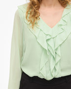 VILA Topp Ane Frill - Smoke Green